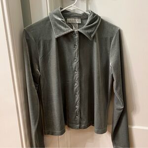 J. Jill Green Velvet Long Sleeve Shirt